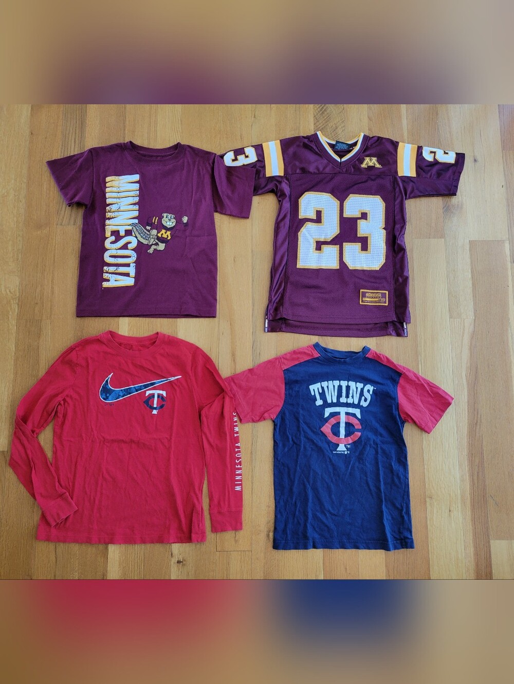 Boys size 8-10 & medium 10-12 Minnesota sports team jersey and shirts bundle